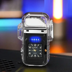 Электронная зажигалка с часами Lighter зажигалка с фонариком .(11).a00035