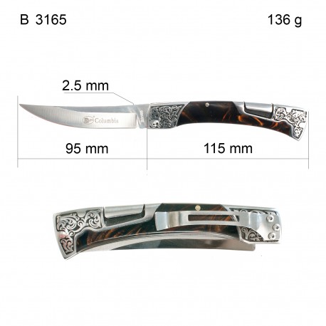 Складной нож Columbia B3165B черный с гравировкой