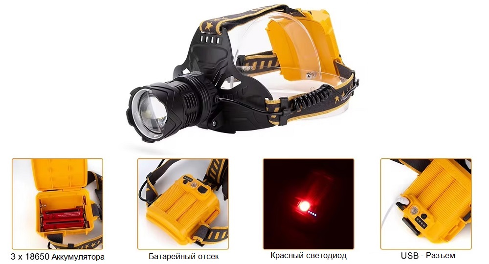 Фонарик налобный High Power HeadLamp P50 W645- 4