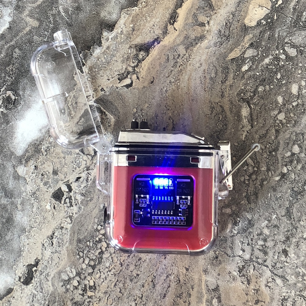 Зажигалка USB с LED фонариком красная фото 8